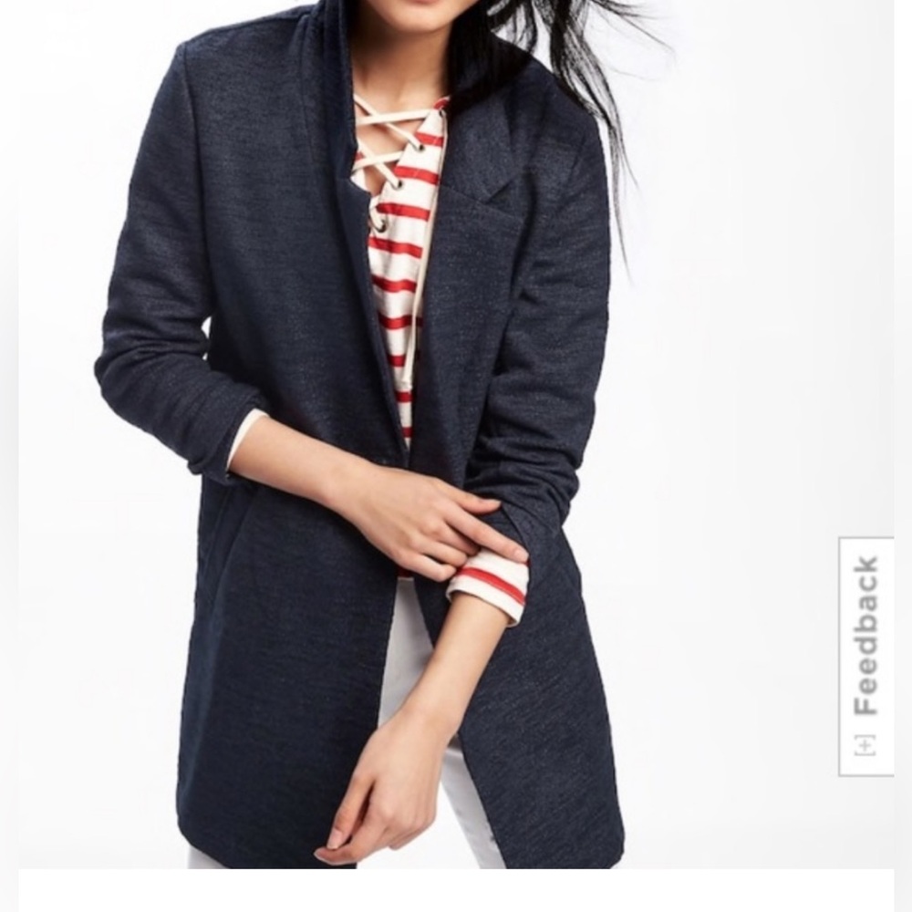 New! Old Navy Classic Textured Knit Blazer Coat Jacket in navy blue Small